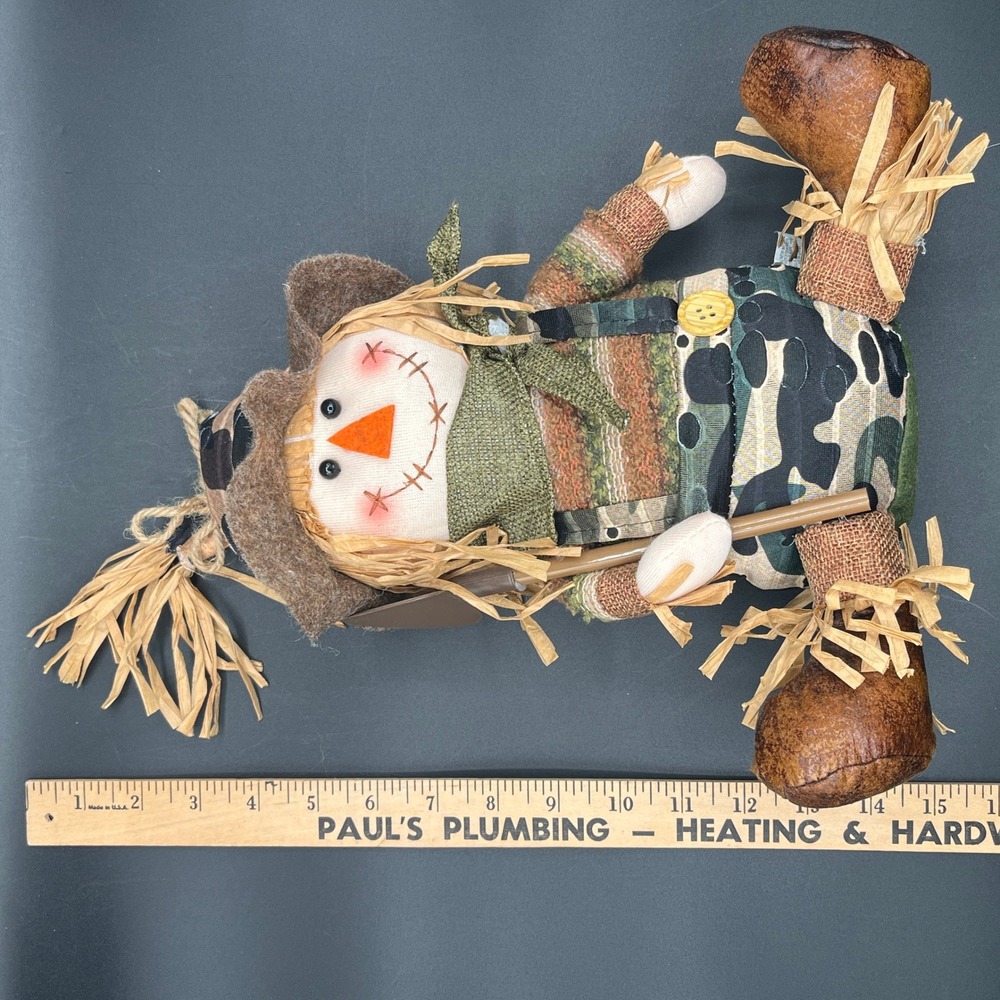 Hobby Lobby Camouflage Scarecrow Plush Fall Decor 11" Hunting Theme Autumn - Picture 7 of 7